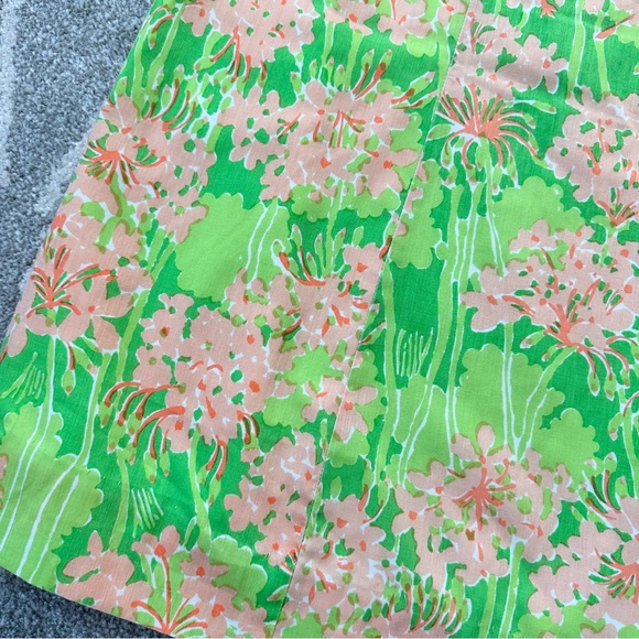 RARE Vintage 1970’s Lilly Pulitzer Peach and Green Floral Midi Skirt - Picture 2 of 5